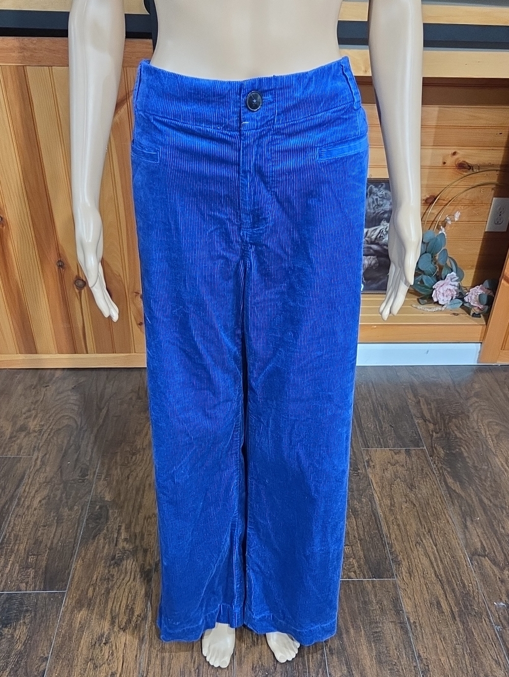 Anthropologie Corduroy Wide-Leg Pants in Bright Blue